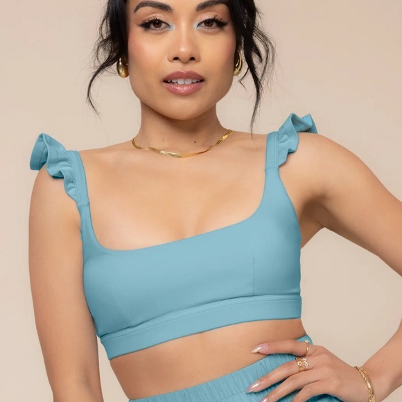 POPFLEX Other - Popflex romantic ruffle bra, size L, Oasis blue, NWT